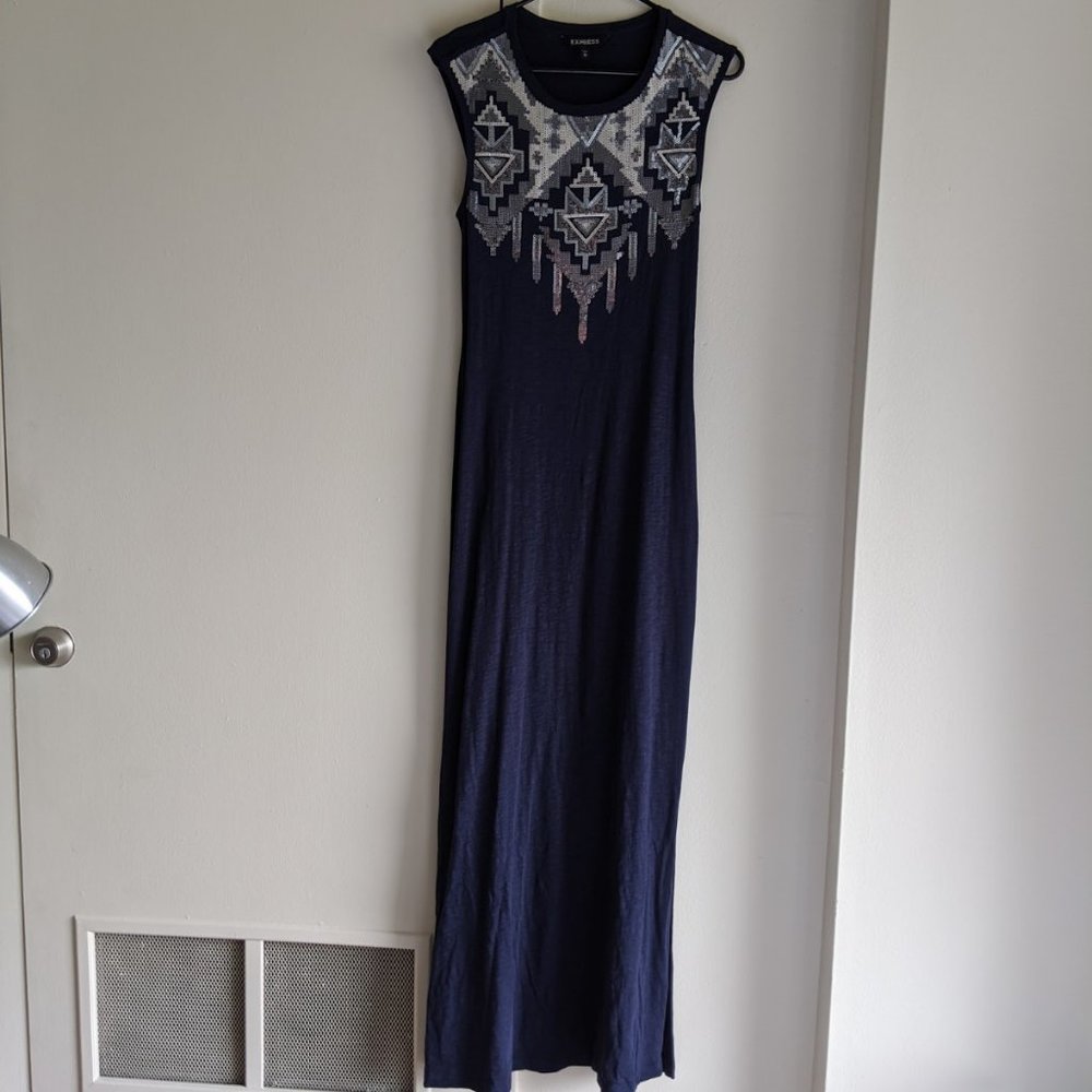 NWOT Maxi dress Navy, Express XS TP
